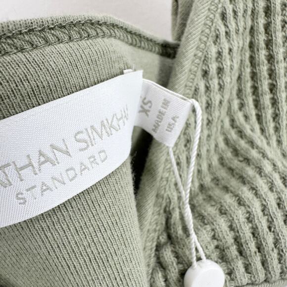 Jonathan Simkhai Matching Set Waffle Knit Loungewear Athleisure Green XS NWT - Picture 11 of 16